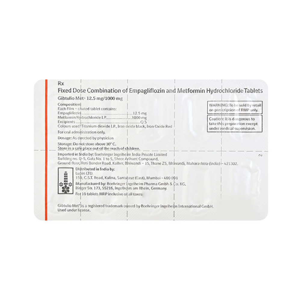 Gibtulio Met 12.5mg/1000mg Tablet